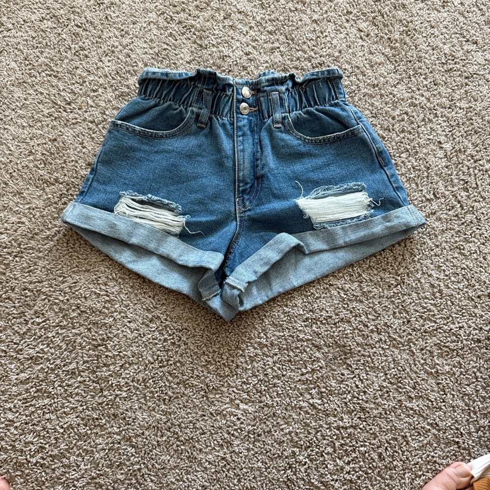 Forever 21 Distressed Blue Jean Shorts